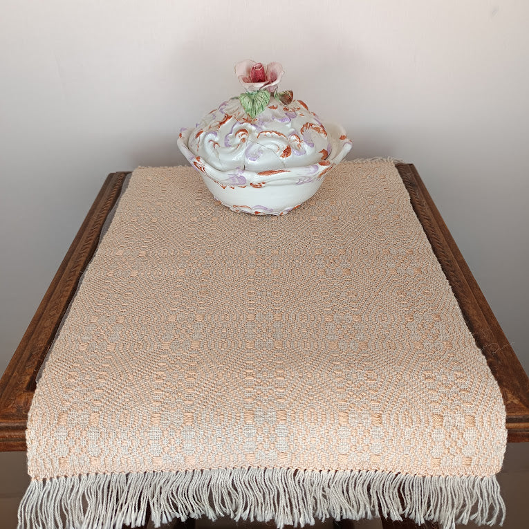 Napperon rose coton/lin et soie.