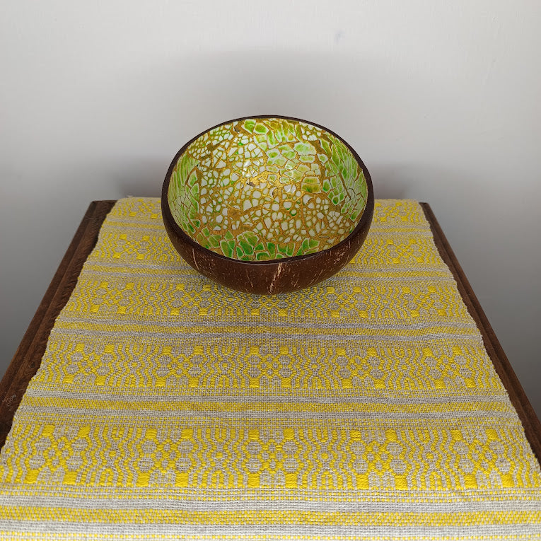 Napperon jaune coton et lin.