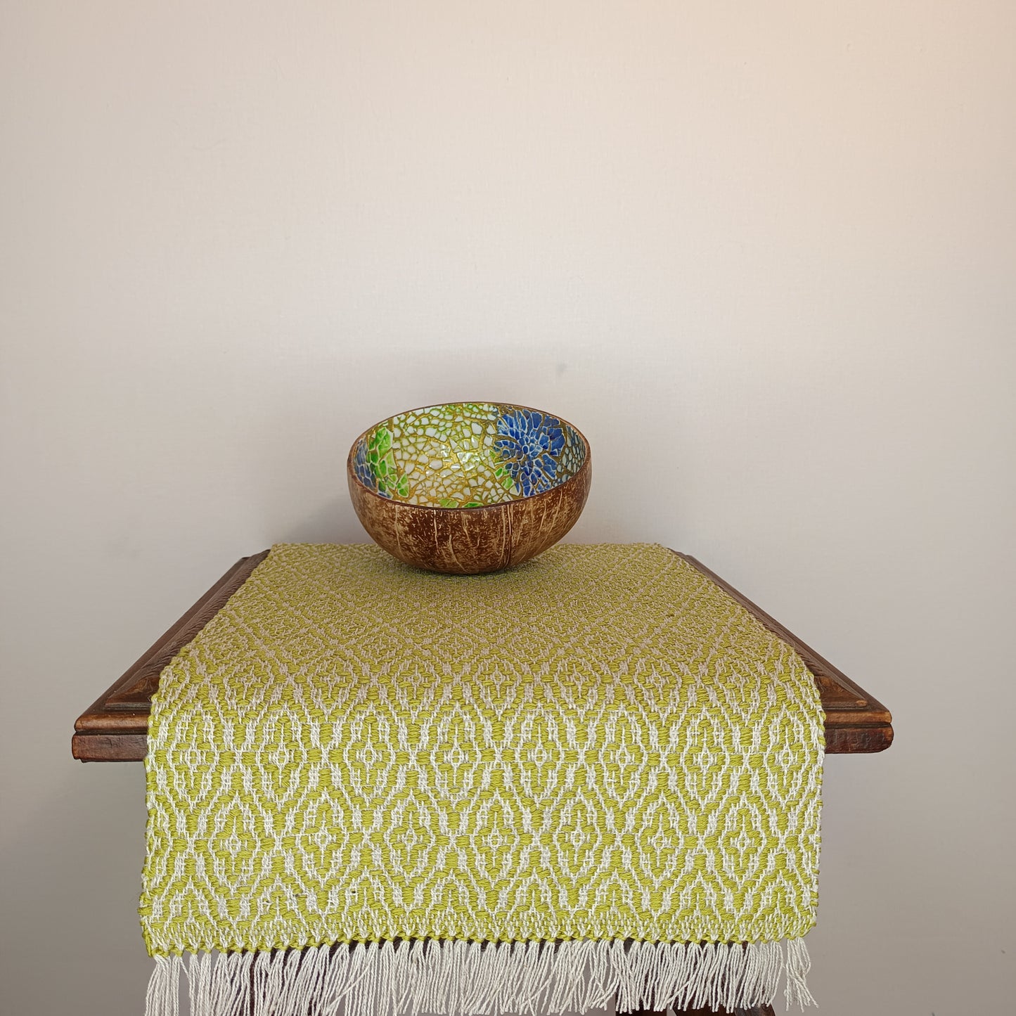 napperon coton lin vert