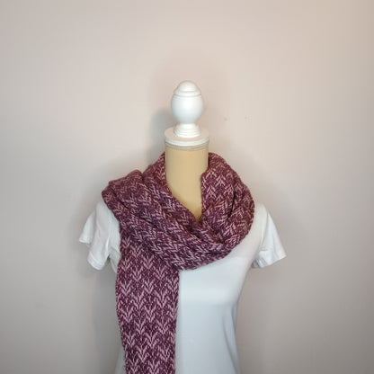 Echarpe rose et violet en Mérinos, Soie et Baby alpaga - tissage artisanal