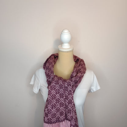 Echarpe rose et violet en Mérinos, Soie et Baby alpaga - tissage artisanal