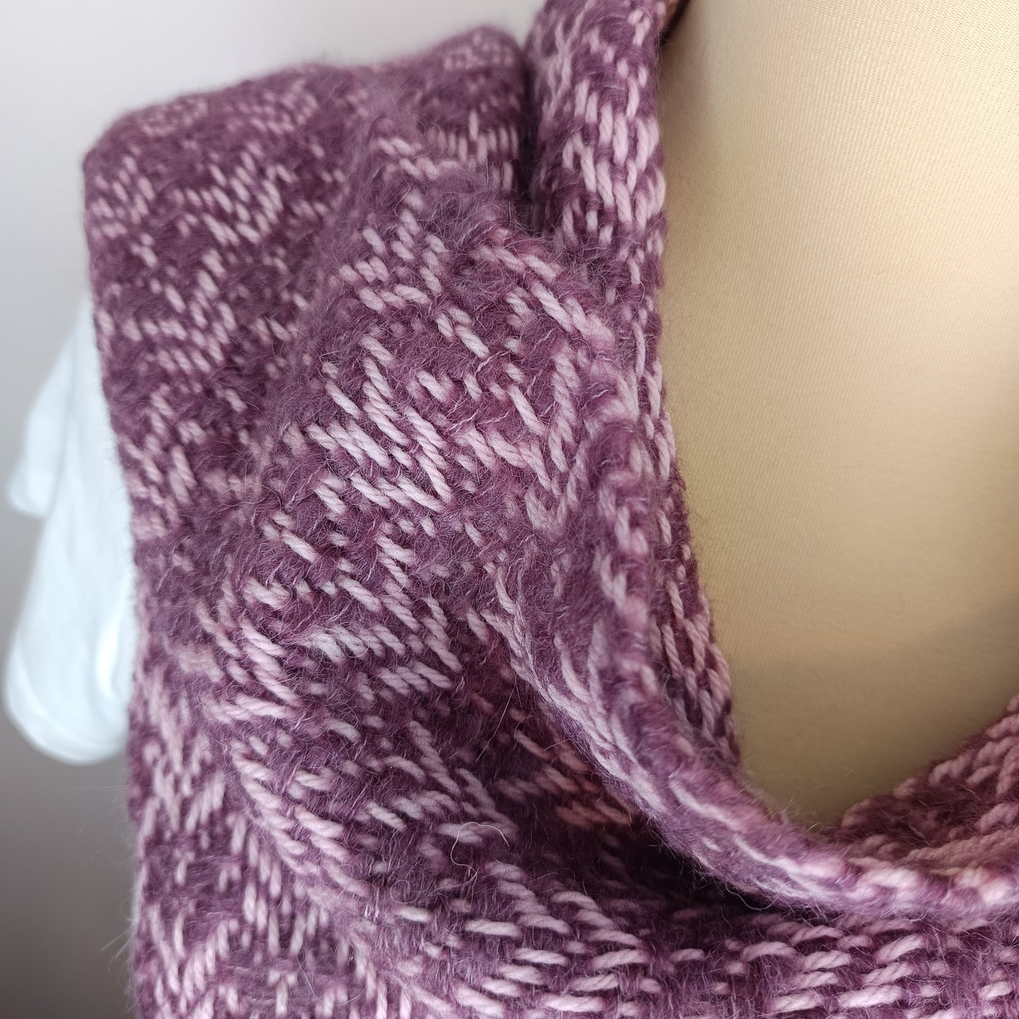 Echarpe rose et violet en Mérinos, Soie et Baby alpaga - tissage artisanal
