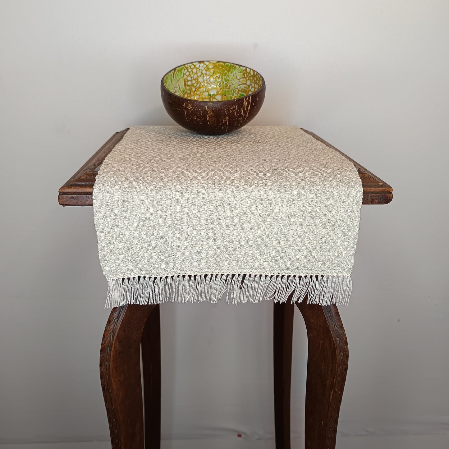 Napperon coton/lin et soie ecru