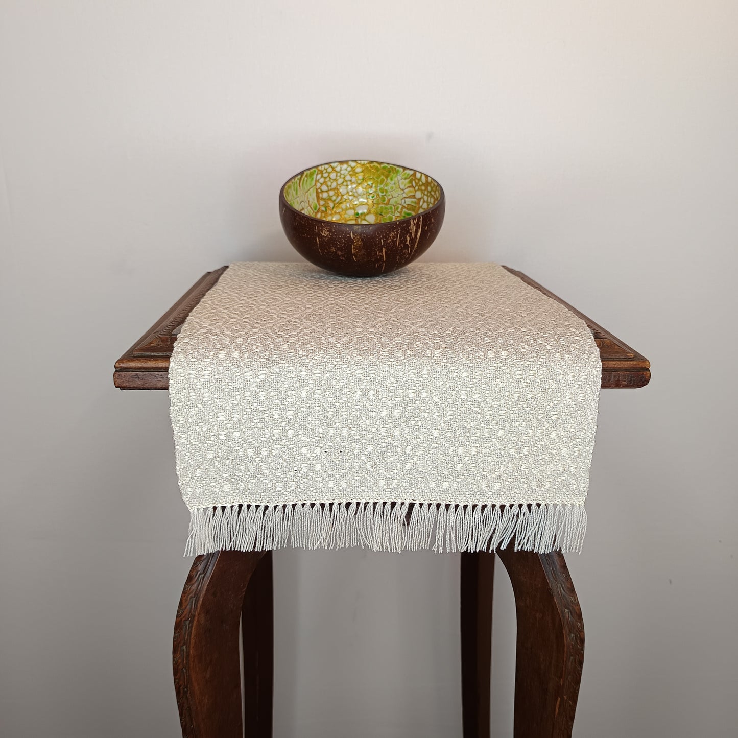 Napperon coton/lin et soie ecru