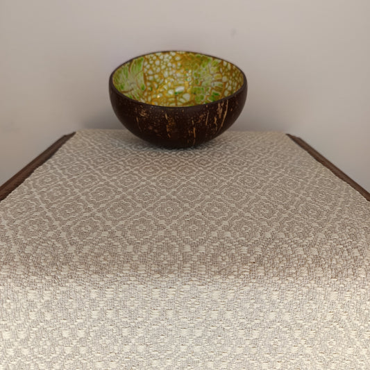 Napperon coton/lin et soie ecru