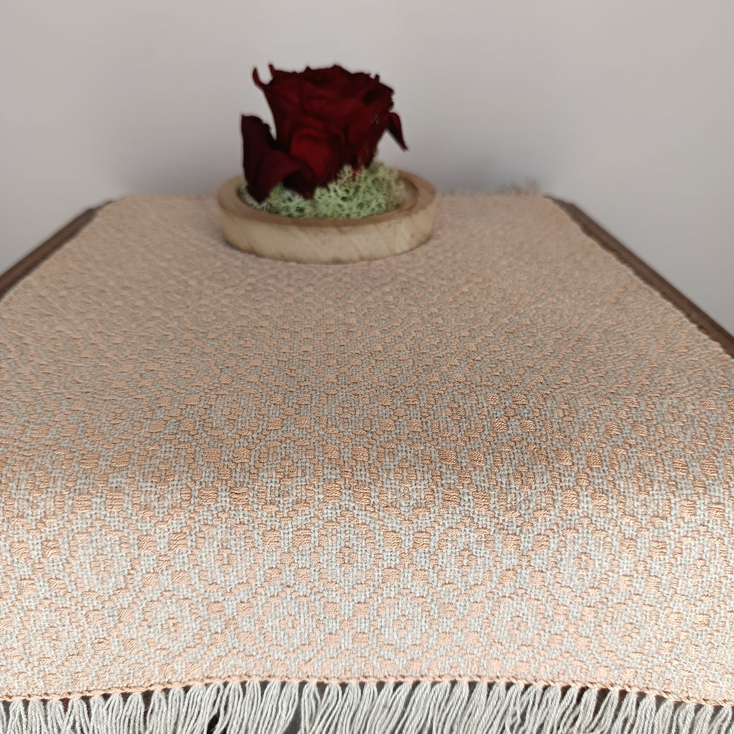 Napperon coton/lin et soie rose