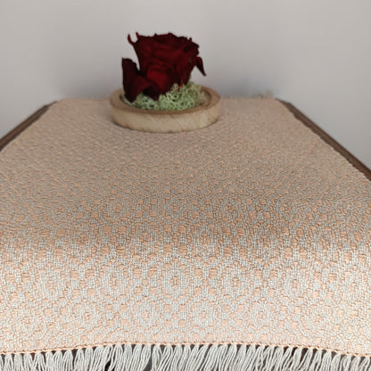 Napperon coton/lin et soie rose