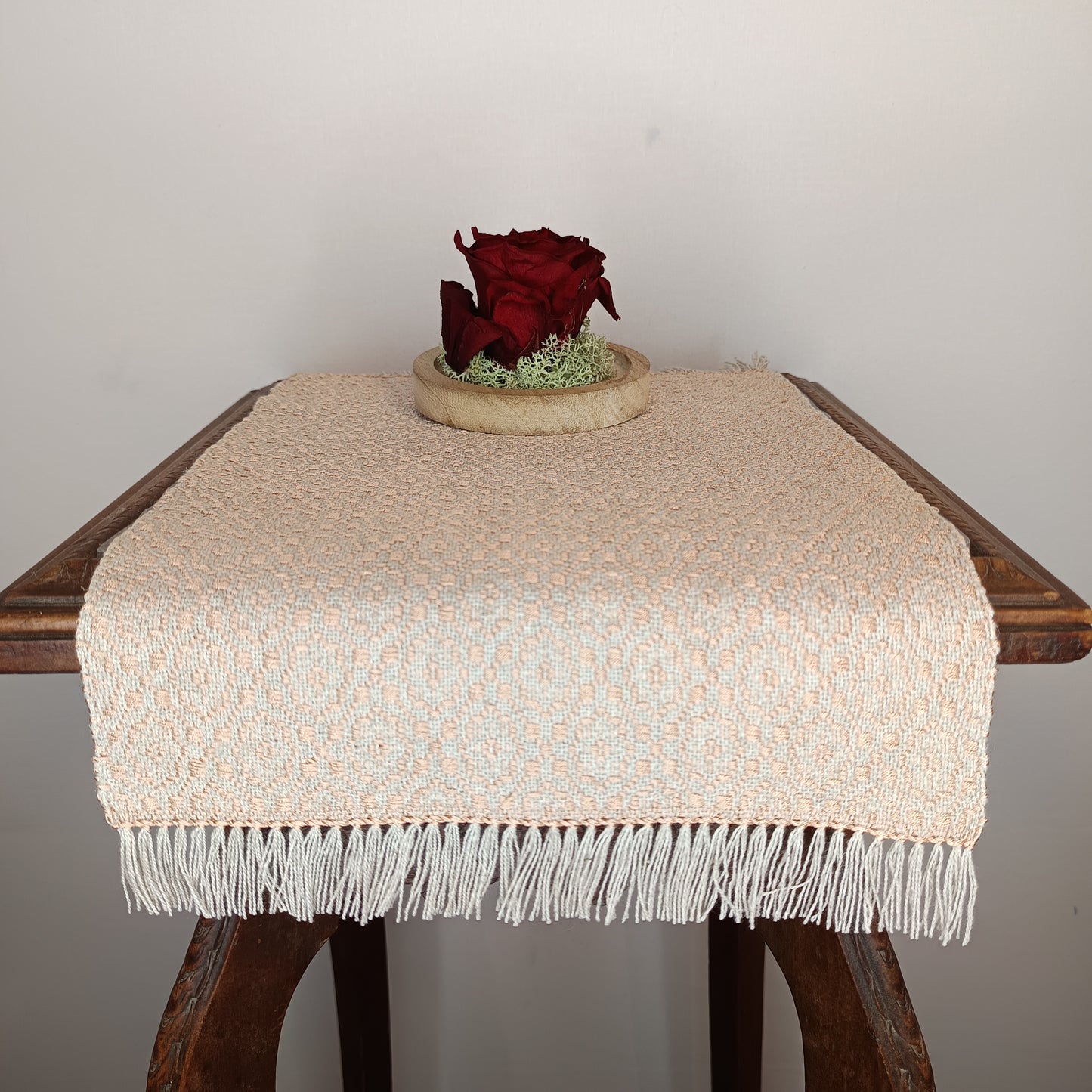 Napperon coton/lin et soie rose