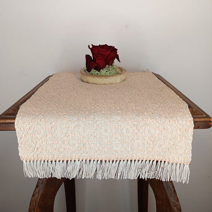 Napperon coton/lin et soie rose