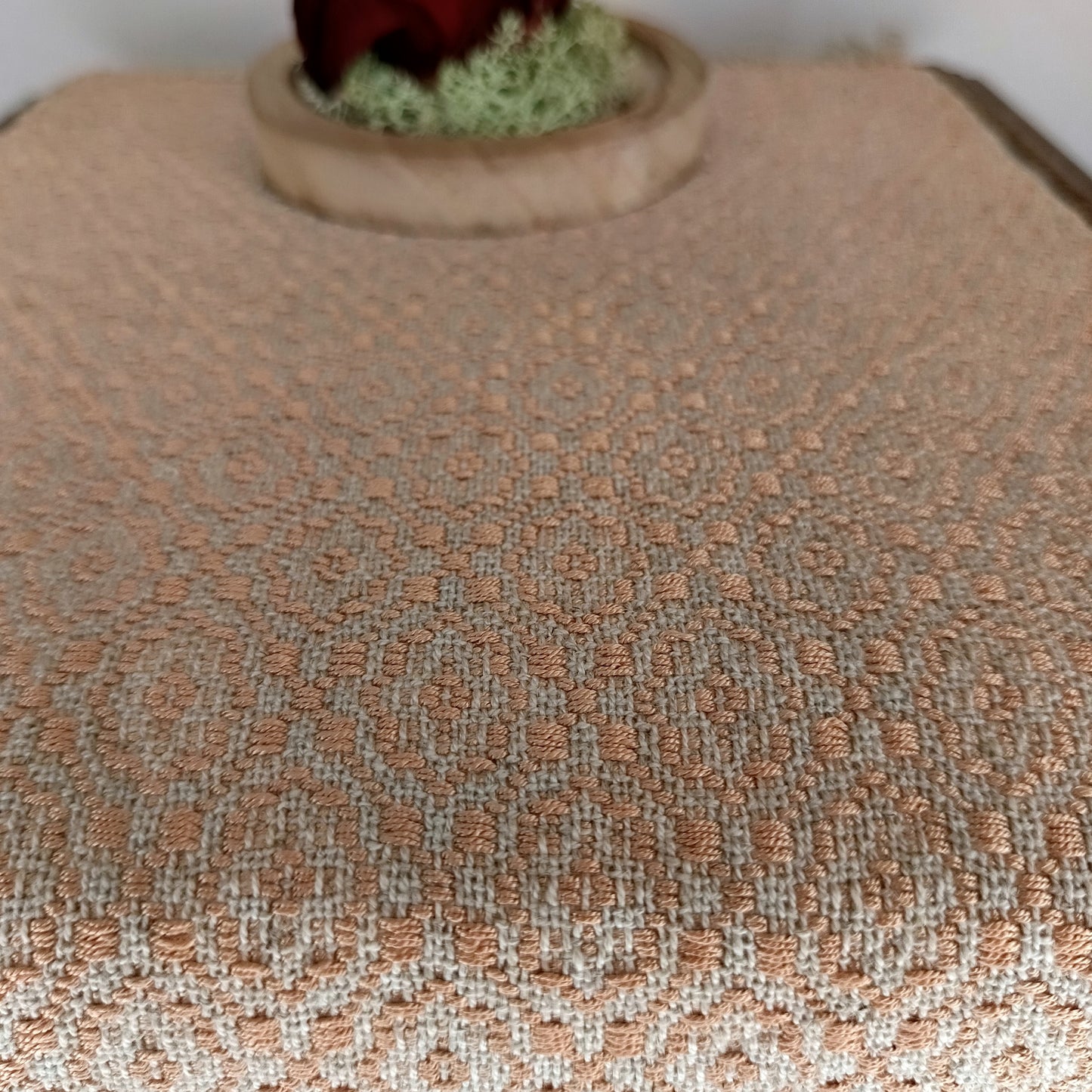 Napperon coton/lin et soie rose