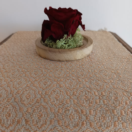 Napperon coton/lin et soie rose