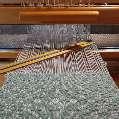 Echarpe Soie et Mérinos - ficelle et vert- tissage artisanal