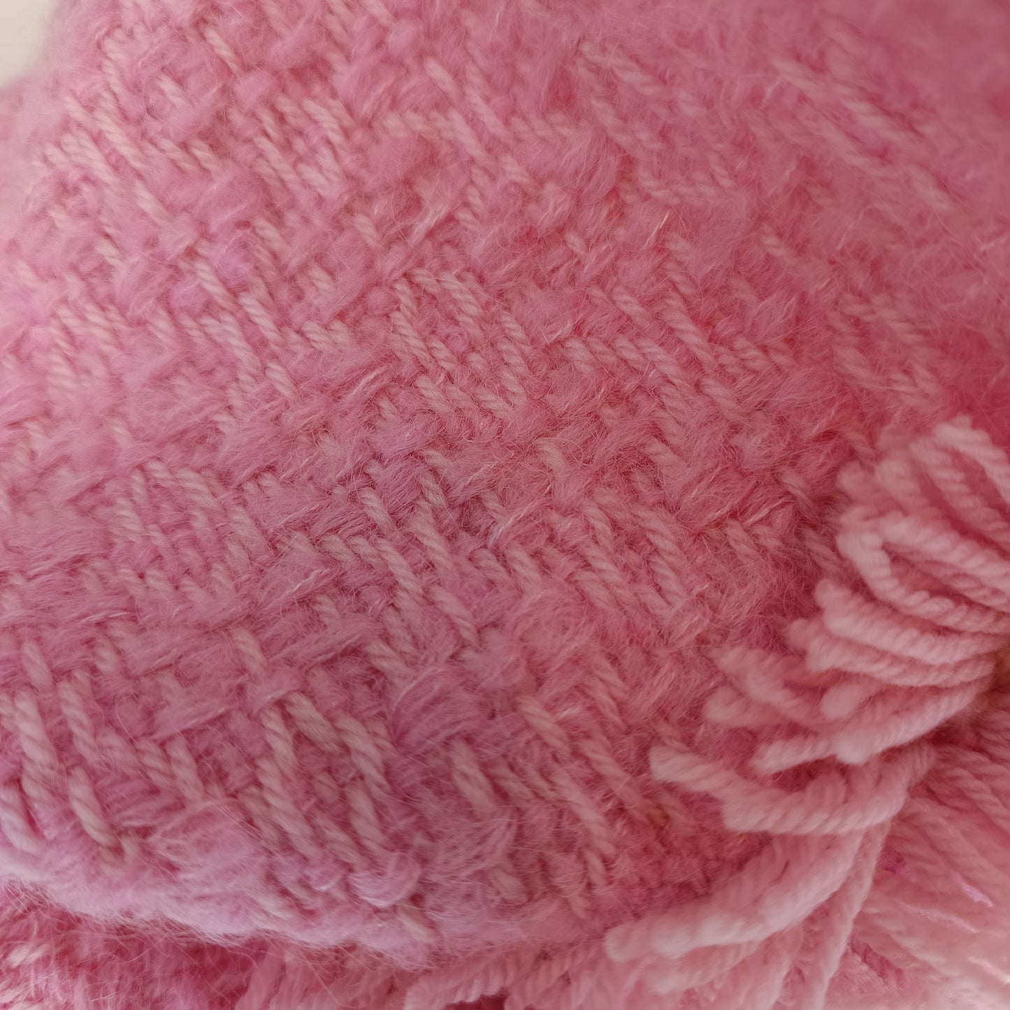 Col de laine rose - tissage artisanal , Mérinos , Soie et Baby-Alpaga