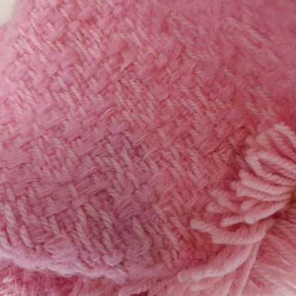 Col de laine rose - tissage artisanal , Mérinos , Soie et Baby-Alpaga