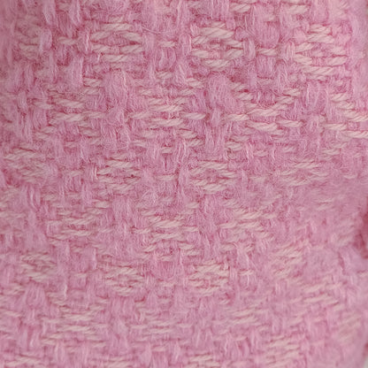 Col de laine rose en mérinos, alpaga et soie tissé à la main