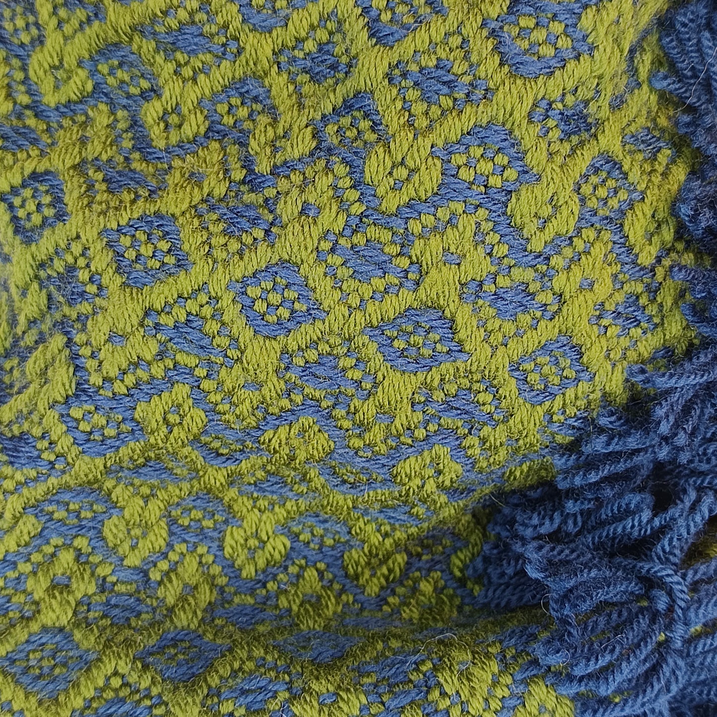 Col de Laine marine et vert mérinos - tissage artisanal-